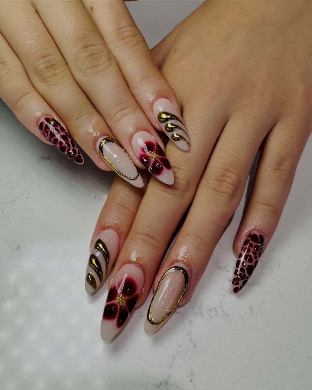Long acrylic nails at GoldenOne Canton GA