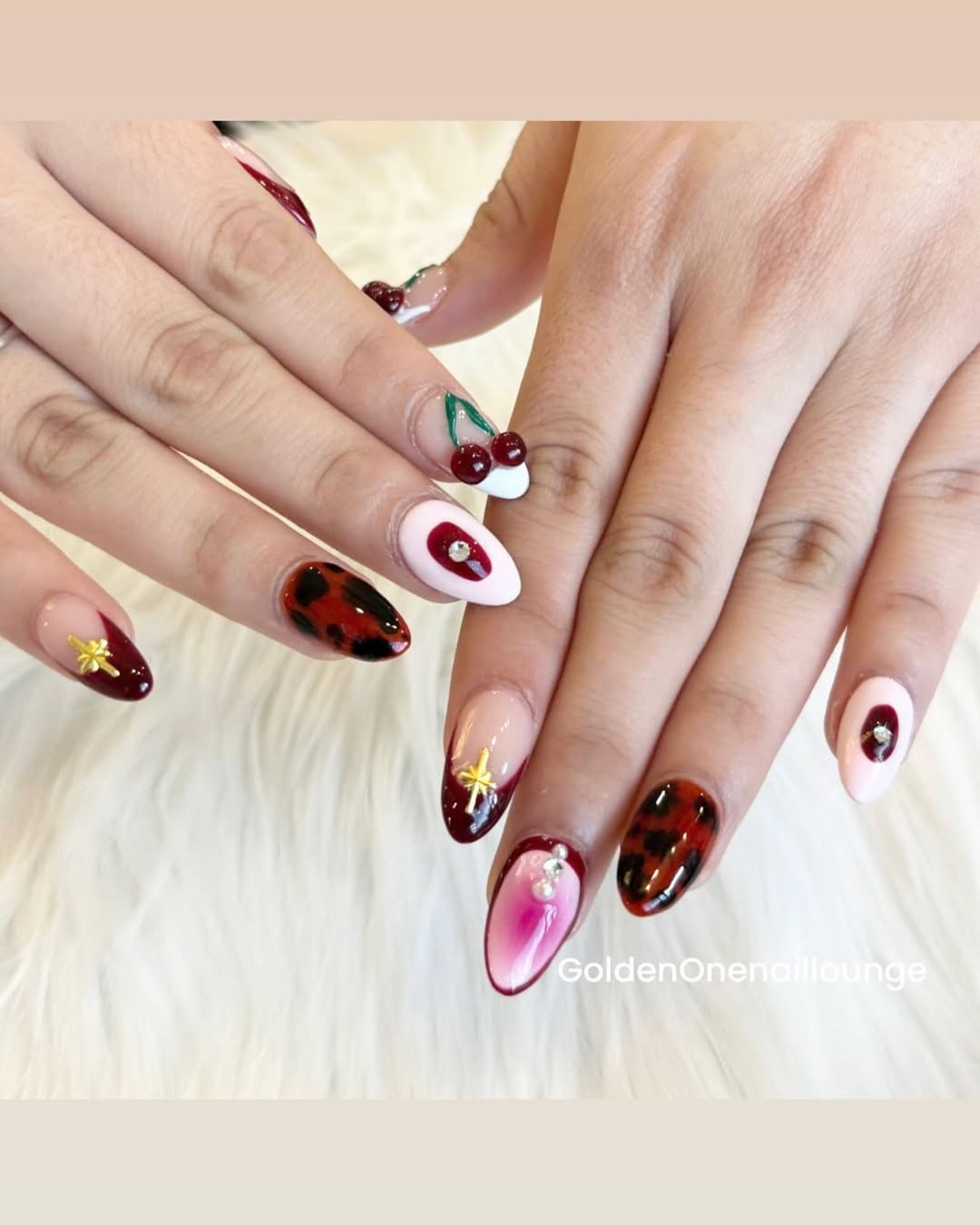 Custom nail art designs at GoldenOne Nail Lounge Canton